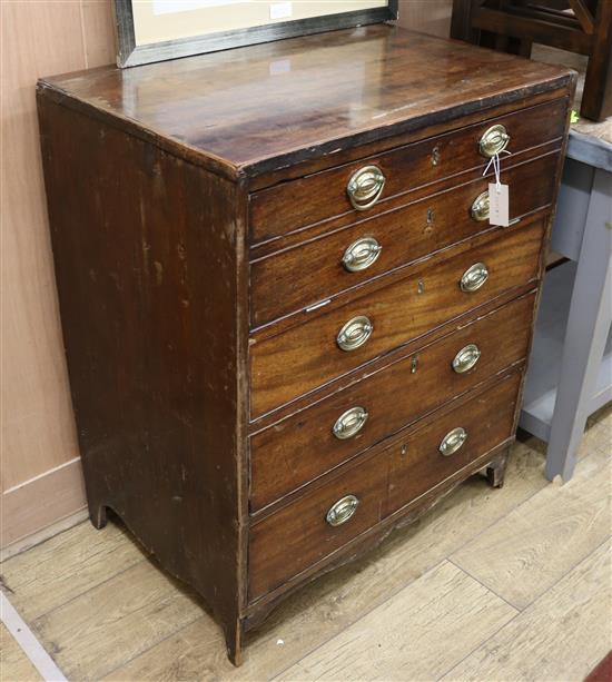 A George III mahogany chest with top dummy drawer compartment w.76CM